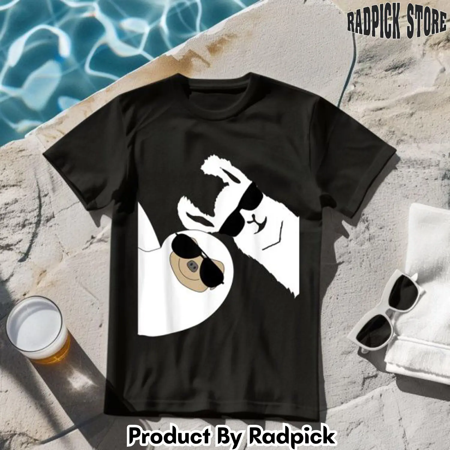 Llama alpaca sloth with sunglasses tshirt rp2640658